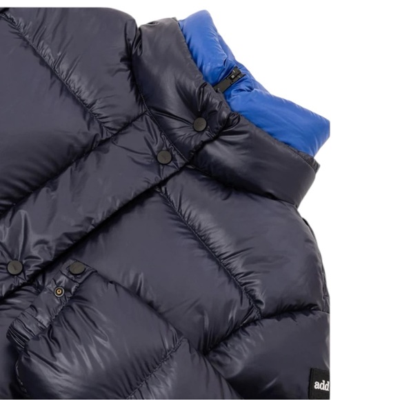 NEW Add Short Down Puffer Jacket with Contrast Collar Blue - Picture 4 of 7